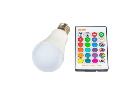 LED žárovka RGBW E27 5W 360°, RGB + Teplá bílá