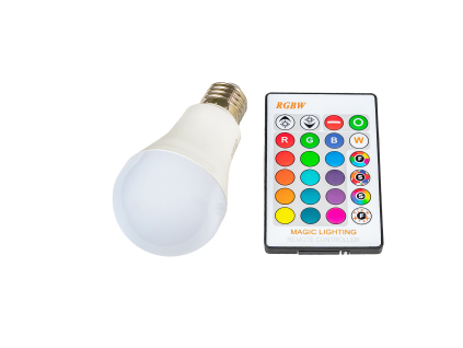 LED žárovka RGBW E27 5W 360°, RGB + Studená bílá