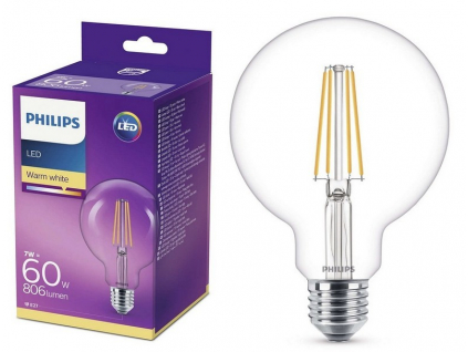 Philips 8718696742457 LED žárovka Classic Globe 1x7W | E27 | 806lm | 2700K