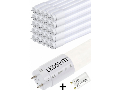 20KS LED trubice T8 120cm 18W 4000K denní bílá + startér