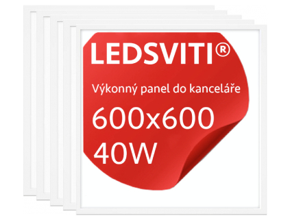 5ks LED panel 600x600mm 40W denní-bílá